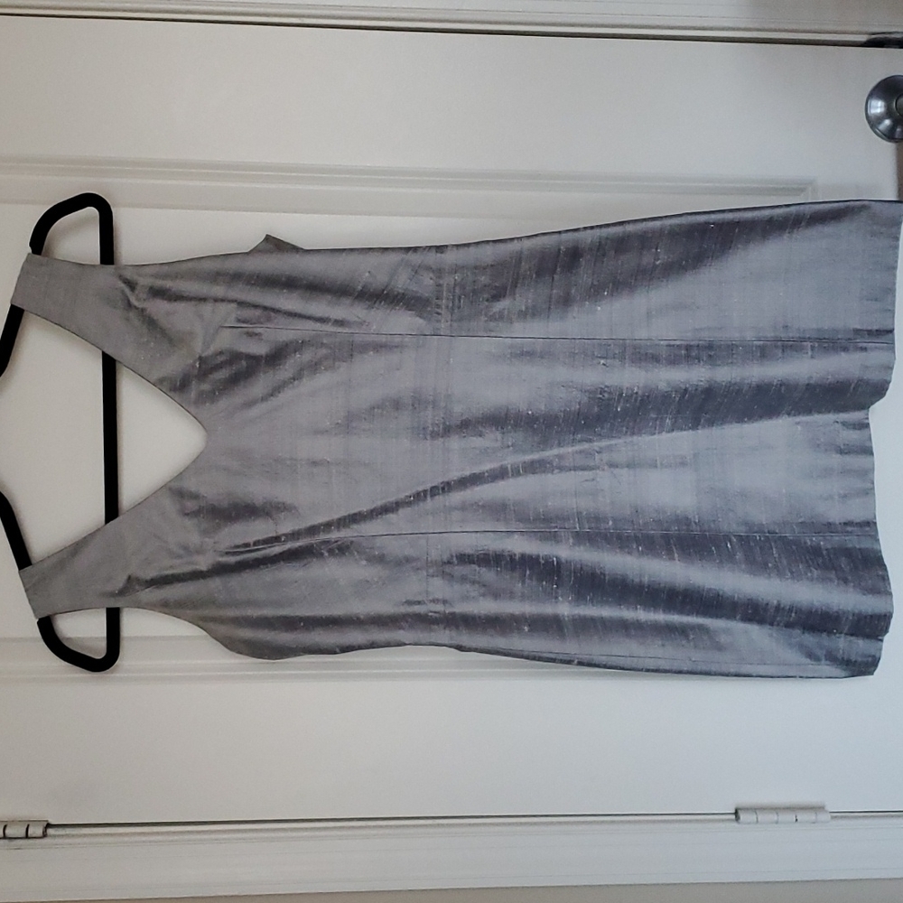 Vintage Bebe 100% Thai Silk Silver Cocktail Dress